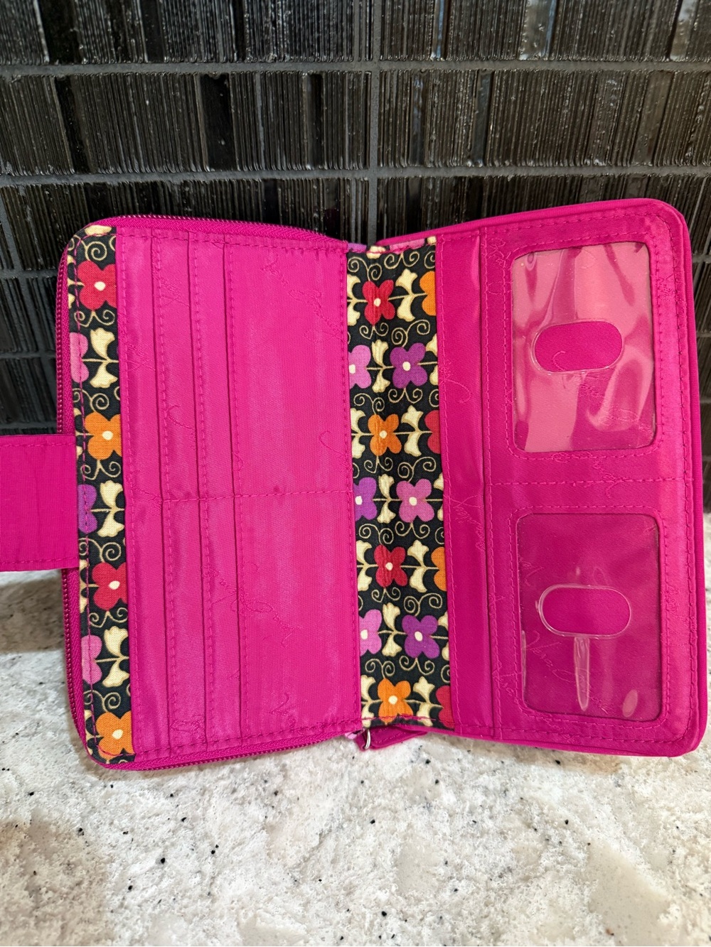 Vera Bradley Turn Lock Wallet - Fuchsia - Picture 4 of 7